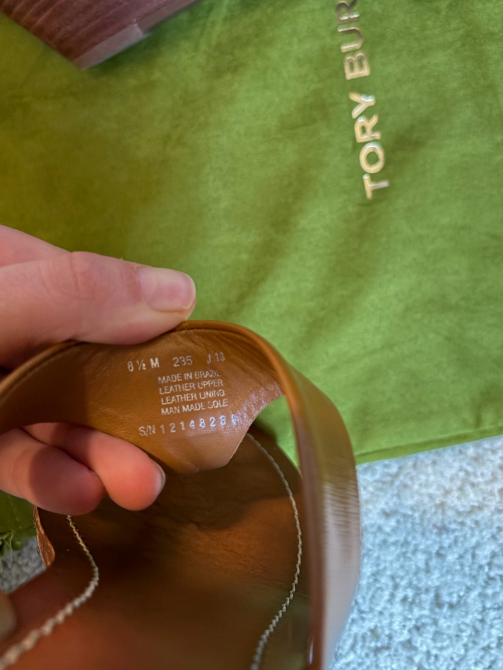 Tory Burch Tan Leather Mini Wedge Sandals - Picture 9 of 10